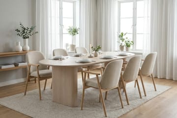 Noira Matgrupp rektangulärt 220 cm Vitlaserad med 6 Reciclar Matstolar - Vitlaserad - Products - Möbler - Bord & matgrupp - Matgrupp