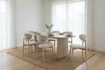 Noira Matgrupp rektangulärt 220 cm Vitlaserad med 8 Molly Matstolar - Vitlaserad - Products - Möbler - Bord & matgrupp - Matgrupp