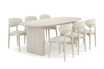 Noira Matgrupp rektangulärt 220 cm Vitlaserad med 8 Molly Matstolar - Vitlaserad - Products - Möbler - Bord & matgrupp - Matgrupp