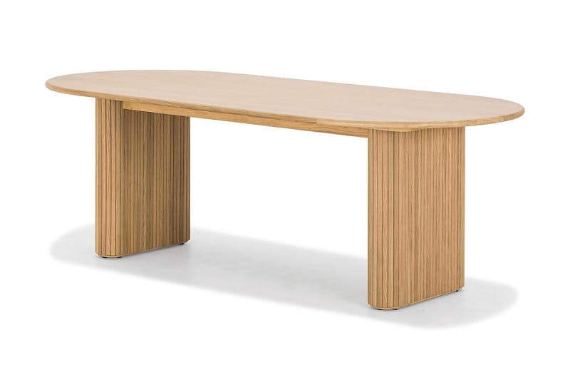 Noira Ovalt Matbord 220 cm EK +  6 st Nibe stol grå med ek ben - Natur/Grå - Products - Möbler - Bord & matgrupp - Matgrupp