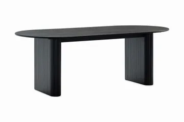 Noira Ovalt Matbord 220 cm Svart +  8 st Nibe stol brun med svarta ben - Svart/Brun - Products - Möbler - Bord & matgrupp - Matgrupp
