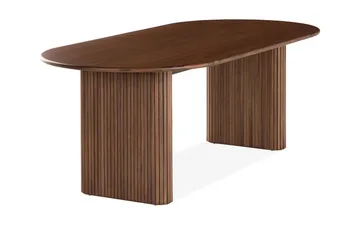 Noira Ovalt Matbord 220 cm Valnöt +  8 st Nibe stol beige med valnöt ben - Brun/Beige - Products - Möbler - Bord & matgrupp - Matgrupp