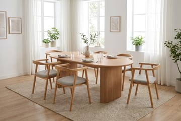 Noira Rektangulär Matgrupp 180 cm – Matbord med 6 Jolie Matstolar i Trä med Ekutseende - Natur - Products - Möbler - Bord & matgrupp - Matgrupp