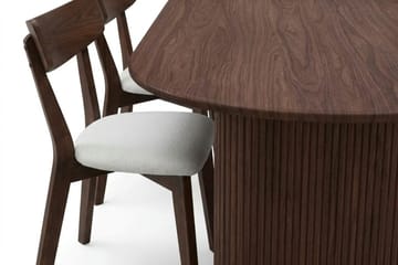 Noira Rektangulär Matgrupp 220 cm – Matbord med 6 Amelia Matstolar i Trä med Valnötsutseende - Brun - Products - Möbler - Bord & matgrupp - Matgrupp