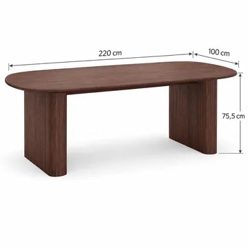 Noira Rektangulär Matgrupp 220 cm – Matbord med 6 Amelia Matstolar i Trä med Valnötsutseende - Brun - Products - Möbler - Bord & matgrupp - Matgrupp