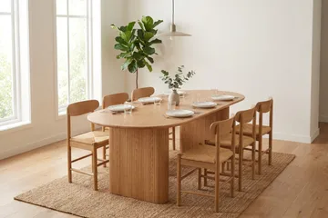 Noira Rektangulär Matgrupp 220 cm – Matbord med 6 Malte Matstolar i Trä med Ekutseende - Natur - Products - Möbler - Bord & matgrupp - Matgrupp