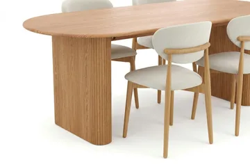Noira Rektangulär Matgrupp 220 cm – Matbord med 6 Molly Matstolar i Trä med Ekutseende - Natur - Products - Möbler - Bord & matgrupp - Matgrupp