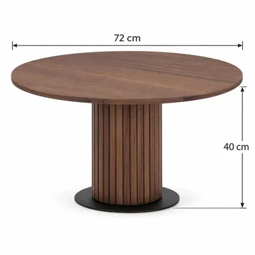 Noira Runt Soffbord 72 cm i Trä med Valnötsutseende och Ribbad Pelarfot - Brun - Products - Möbler - Bord & matgrupp - Soffbord