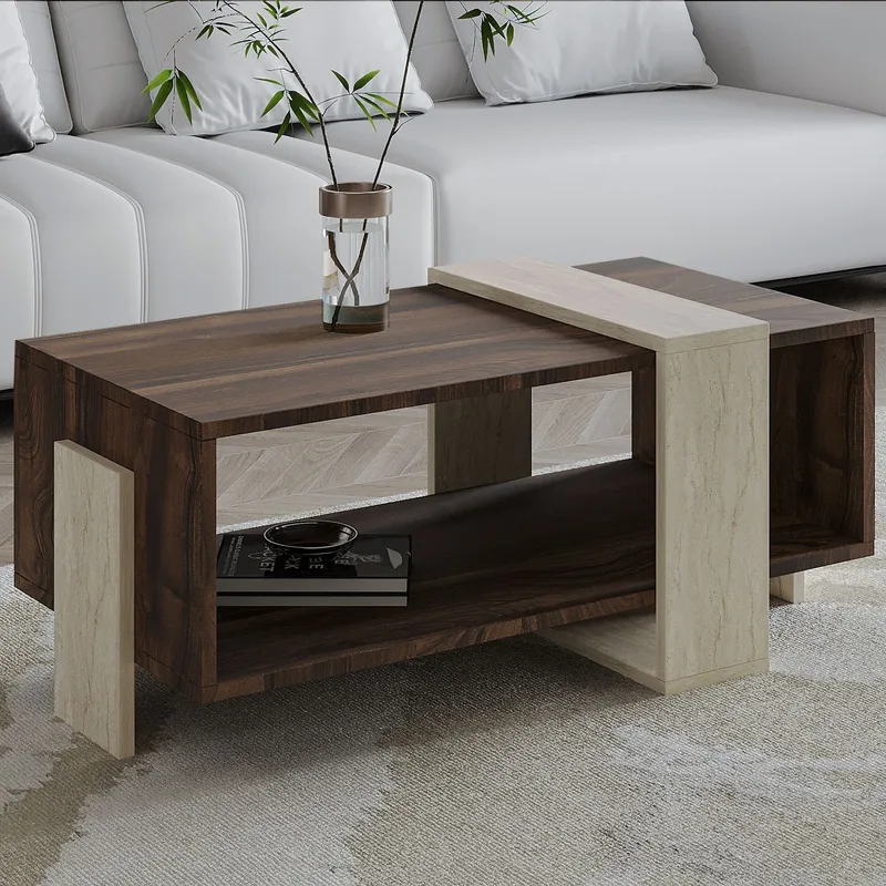 Norell Soffbord 90x40x49 cm - Travertine Walnut - Products - Möbler - Bord & matgrupp - Soffbord