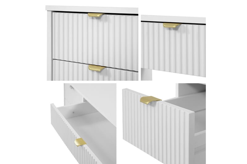 Novaj Sminkbord Med förvaring 55 cm djup 120 cm bred - Vit / Mässing Handtag - Products - Möbler - Bord & matgrupp - Sminkbord & toalettbord