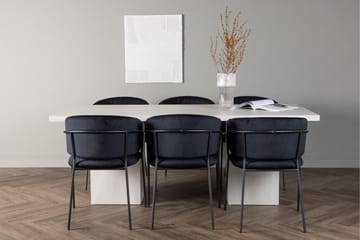 Olga Matgrupp 200 cm Rektangulär med 6 Selma Stolar - Svart - Products - Möbler - Bord & matgrupp - Matgrupp