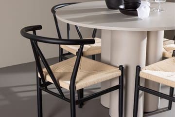Olivia Matgrupp 110 cm Rund med 4 Alfons stolar - Beige/Svart - Products - Möbler - Bord & matgrupp - Matgrupp