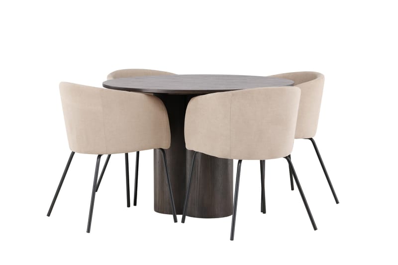 Olivia Matgrupp 110 cm Rund med 4 Berit stolar - Beige - Products - Möbler - Bord & matgrupp - Matgrupp