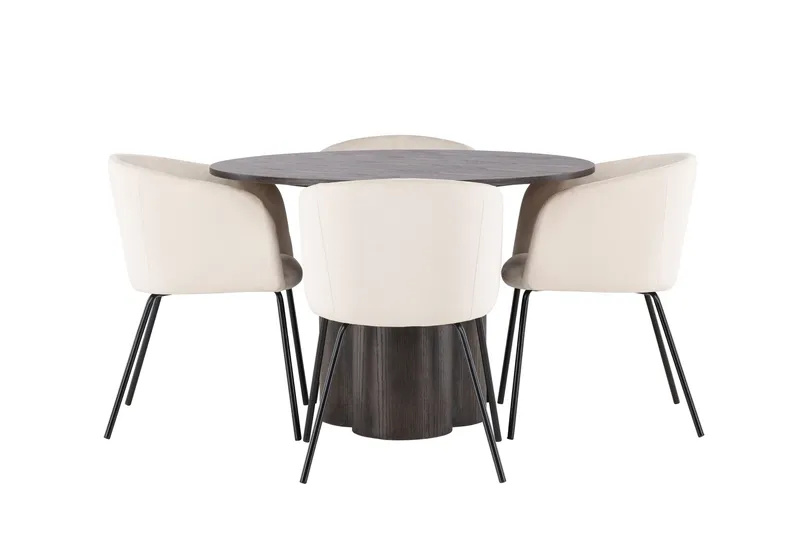 Olivia Matgrupp 110 cm Rund med 4 Berit stolar - Beige - Products - Möbler - Bord & matgrupp - Matgrupp
