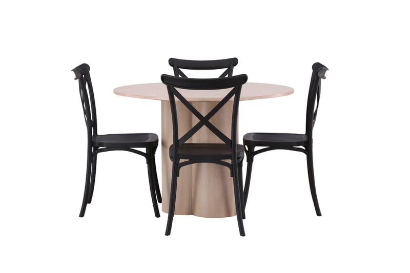 Olivia Matgrupp 110 cm Rund med 4 Crosett stolar - Whitewash - Products - Möbler - Bord & matgrupp - Matgrupp