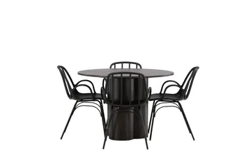 Olivia Matgrupp 110 cm Rund med 4 Dyrön stolar - Svart - Products - Möbler - Bord & matgrupp - Matgrupp
