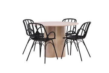 Olivia Matgrupp 110 cm Rund med 4 Dyrön stolar - Whitewash - Products - Möbler - Bord & matgrupp - Matgrupp