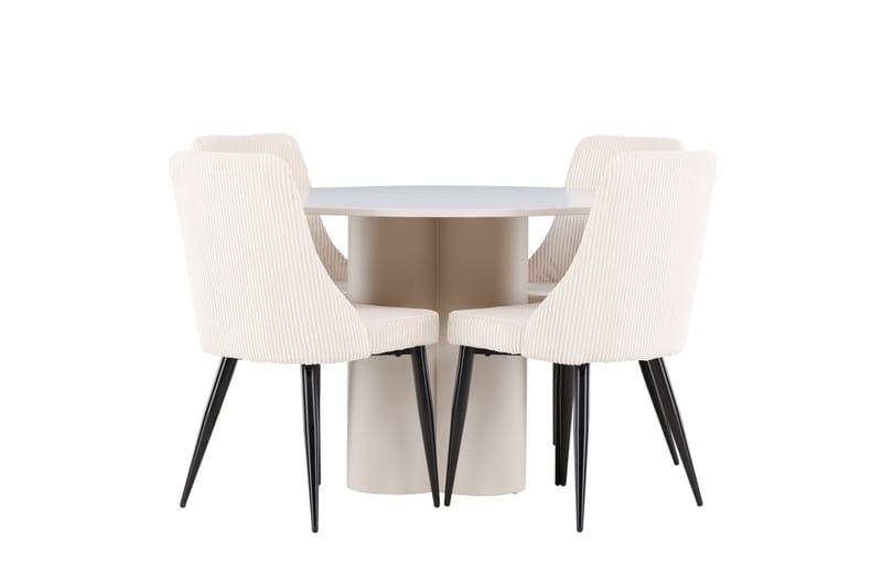 Olivia Matgrupp 110 cm Rund med 4 Leone stolar - Beige/Beige - Products - Möbler - Bord & matgrupp - Matgrupp