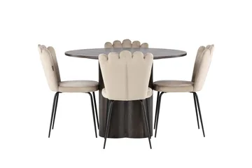 Olivia Matgrupp 110 cm Rund med 4 Limhamn stolar - Beige - Products - Möbler - Bord & matgrupp - Matgrupp