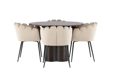 Olivia Matgrupp 110 cm Rund med 4 Limhamn stolar - Beige - Products - Möbler - Bord & matgrupp - Matgrupp