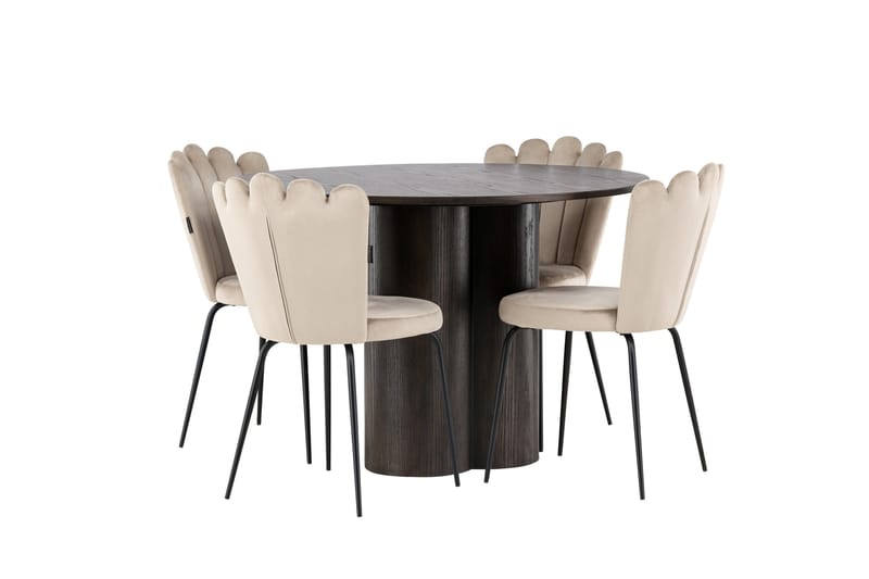 Olivia Matgrupp 110 cm Rund med 4 Limhamn stolar - Beige - Products - Möbler - Bord & matgrupp - Matgrupp