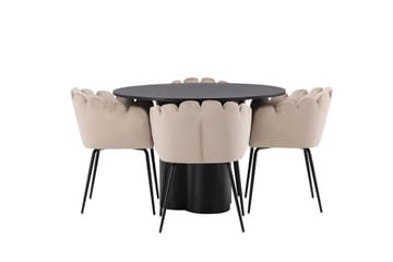 Olivia Matgrupp 110 cm Rund med 4 Limhamn Stolar - Beige - Products - Möbler - Bord & matgrupp - Matgrupp