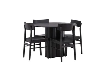 Olivia Matgrupp 110 cm Rund med 4 Montros Stolar - Svart - Products - Möbler - Bord & matgrupp - Matgrupp