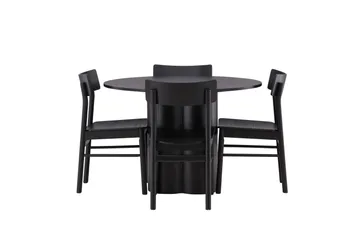 Olivia Matgrupp 110 cm Rund med 4 Montros Stolar - Svart - Products - Möbler - Bord & matgrupp - Matgrupp