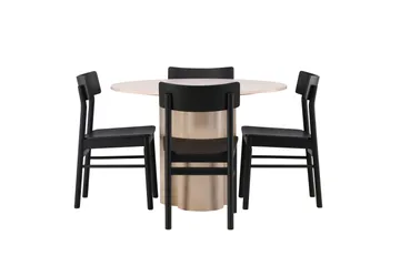 Olivia Matgrupp 110 cm Rund med 4 Montros stolar - Whitewash - Products - Möbler - Bord & matgrupp - Matgrupp