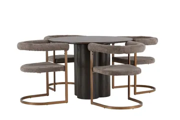 Olivia Matgrupp 110 cm Rund med 4 Morning stolar - Brun - Products - Möbler - Bord & matgrupp - Matgrupp