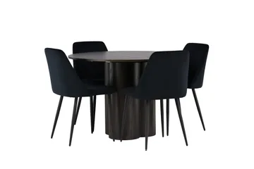 Olivia Matgrupp 110 cm Rund med 4 Night stolar - Svart - Products - Möbler - Bord & matgrupp - Matgrupp