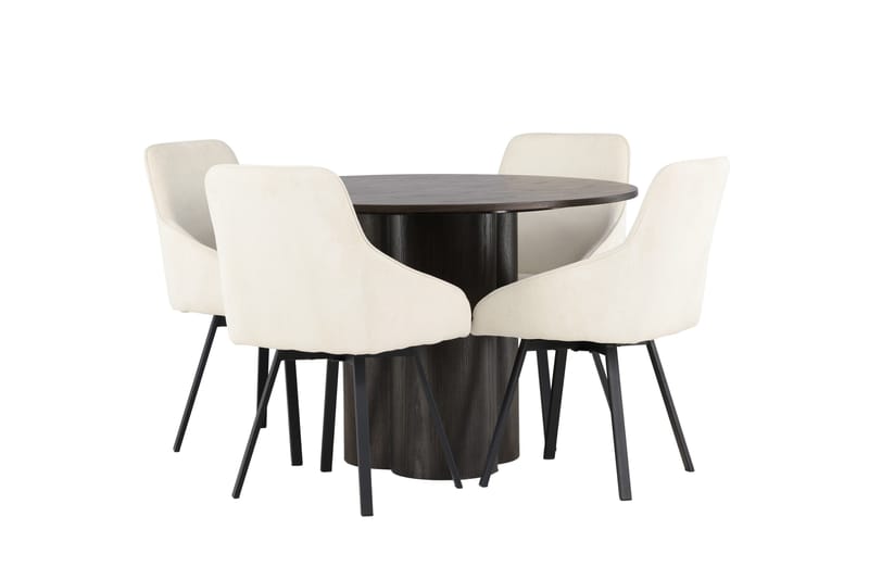 Olivia Matgrupp 110 cm Rund med 4 Rosie stolar - Beige - Products - Möbler - Bord & matgrupp - Matgrupp