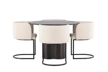 Olivia Matgrupp 110 cm Rund med 4 Simrishamn stolar - Beige - Products - Möbler - Bord & matgrupp - Matgrupp