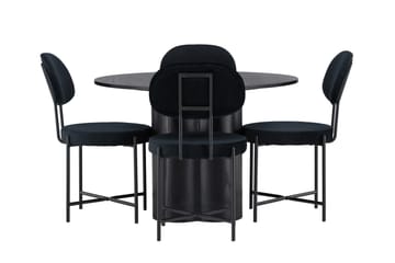 Olivia Matgrupp 110 cm Rund med 4 Stella Stolar - Svart - Products - Möbler - Bord & matgrupp - Matgrupp