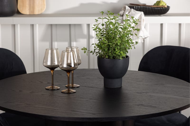 Olivia Matgrupp 110 cm Rund med 4 Stella Stolar - Svart - Products - Möbler - Bord & matgrupp - Matgrupp