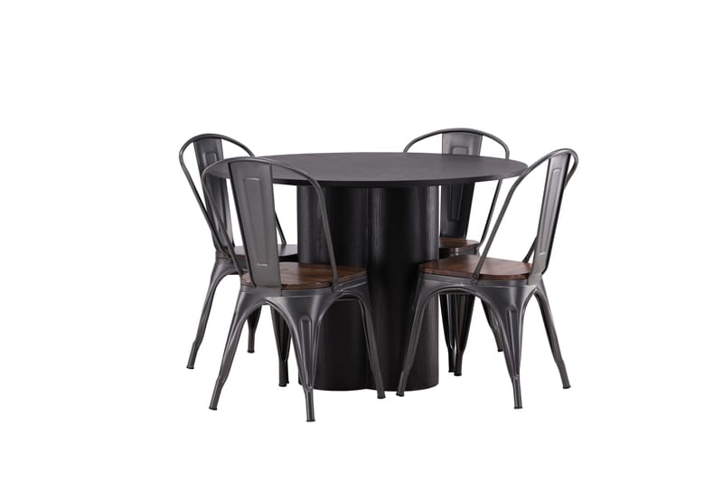 Olivia Matgrupp 110 cm Rund med 4 Tempe Stolar - Svart - Products - Möbler - Bord & matgrupp - Matgrupp