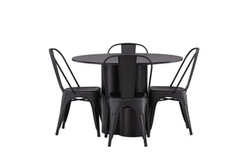 Olivia Matgrupp 110 cm Rund med 4 Tempe Stolar - Svart - Products - Möbler - Bord & matgrupp - Matgrupp