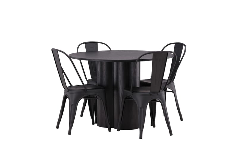 Olivia Matgrupp 110 cm Rund med 4 Tempe Stolar - Svart - Products - Möbler - Bord & matgrupp - Matgrupp