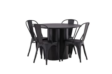 Olivia Matgrupp 110 cm Rund med 4 Tempe Stolar - Svart - Products - Möbler - Bord & matgrupp - Matgrupp