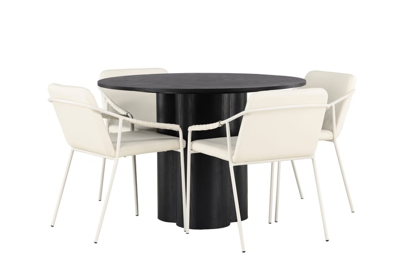 Olivia Matgrupp 110 cm Rund med 4 Tvist Stolar - Beige - Products - Möbler - Bord & matgrupp - Matgrupp