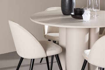 Olivia Matgrupp 110 cm Rund med 4 Velvet stolar - Beige/Beige - Products - Möbler - Bord & matgrupp - Matgrupp