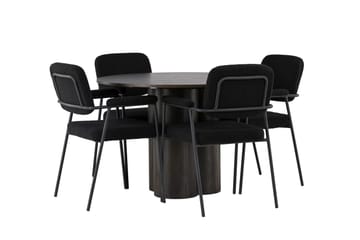 Olivia Matgrupp 110 cm Rund med 4 Yesterday stolar - Svart - Products - Möbler - Bord & matgrupp - Matgrupp