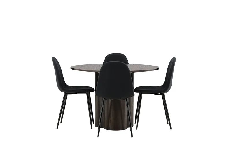 Olivia Matgrupp 110 cm Rund med 4 Polar stolar - Svart - Products - Möbler - Bord & matgrupp - Matgrupp