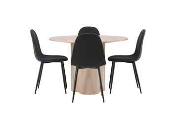 Olivia Matgrupp 110 cm Rund med 4 Polar stolar - Whitewash - Products - Möbler - Bord & matgrupp - Matgrupp