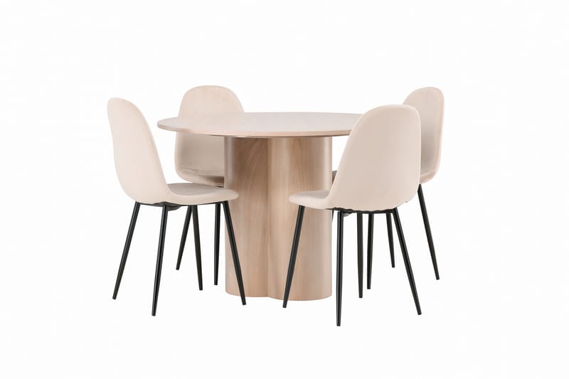 Olivia Matgrupp 110 cm Rund med 4 Polar stolar - Whitewash - Products - Möbler - Bord & matgrupp - Matgrupp