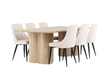 Olivia Matgrupp 210 cm Rektangulär med 6 Leone stolar - Whitewash/Beige - Products - Möbler - Bord & matgrupp - Matgrupp