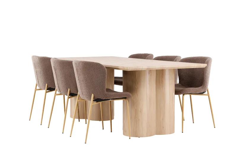 Olivia Matgrupp 210 cm Rektangulär med 6 Modesto stolar - Whitewash/Brun - Products - Möbler - Bord & matgrupp - Matgrupp