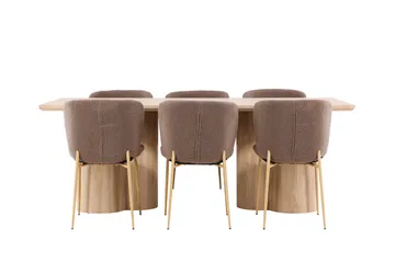 Olivia Matgrupp 210 cm Rektangulär med 6 Modesto stolar - Whitewash/Brun - Products - Möbler - Bord & matgrupp - Matgrupp