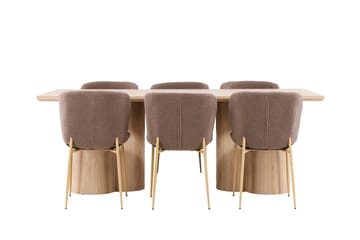 Olivia Matgrupp 210 cm Rektangulär med 6 Modesto stolar - Whitewash/Brun - Products - Möbler - Bord & matgrupp - Matgrupp