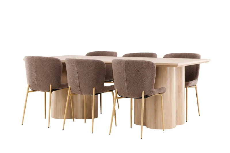 Olivia Matgrupp 210 cm Rektangulär med 6 Modesto stolar - Whitewash/Brun - Products - Möbler - Bord & matgrupp - Matgrupp